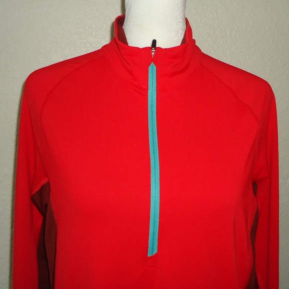 Pantagonia Women's Red Athleisure 1/4 Zip L/S Thumbhole Top Mesh Back Sz-M - Picture 3 of 16